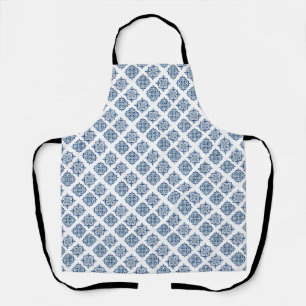 Delantal Adorno bordado azul sobre blanco