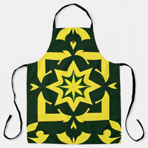 Delantal Adorno floral amarillo sobre fondo verde