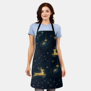 Delantal Adornos de Reno Celestiales y Estrella Dorada