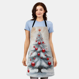 Delantal Adornos rojos de Navidad Art Deco Invierno