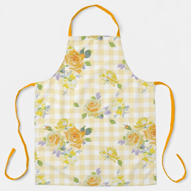 Delantal Adult Large Apron yellow rose floral (Anverso)