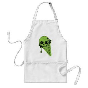 Delantal adulto de cono de helado de veneno verde