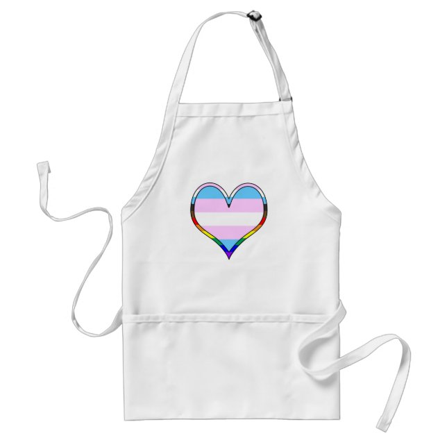 Delantal adulto de corazón orgullo trans (Frente)