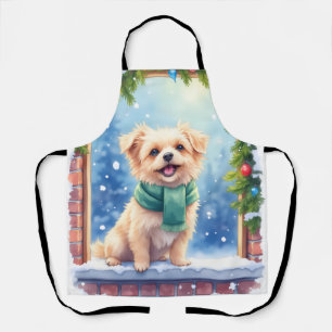 Delantal Affenpinscher Navideño Aconchante en Acuarela