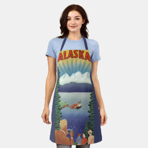 Delantal Afiche de Viajes de Alaska, paisaje escénico