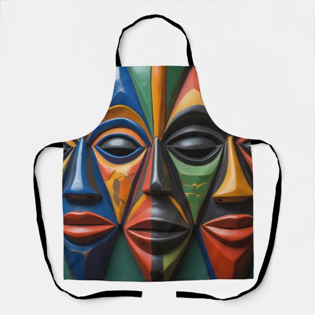 Delantal African Tribal  Masks Trio Dynamic Symmetry (Anverso)