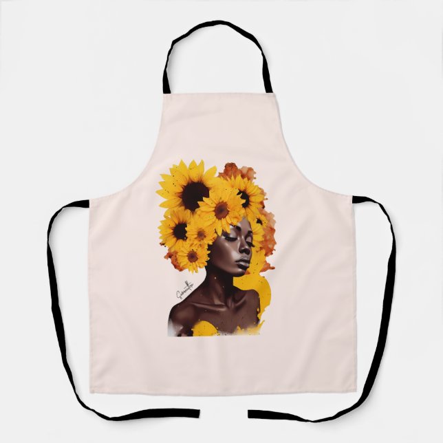 Delantal Afroamericana con pelo afro girasol (Anverso)