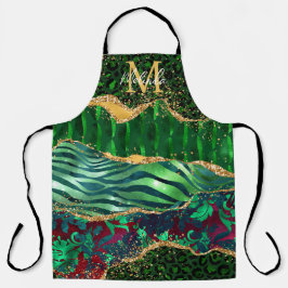 Delantal Agante de impresión de animales de safari verde
