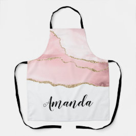 Delantal Agante Rubor rosa con cinta dorada elegante