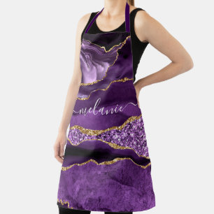 Delantal Agate Purple Gold Purpurina Apron con nombre perso