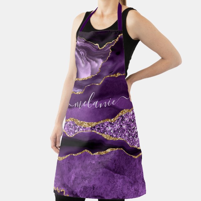 Delantal Agate Purple Gold Purpurina Apron con nombre perso (in situ)