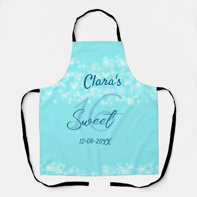 Delantal Agate verde azulado turquesa dulce 16 cumpleaños a (Anverso)