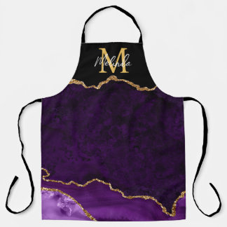 Delantal Agitación de mármol morado y dorado