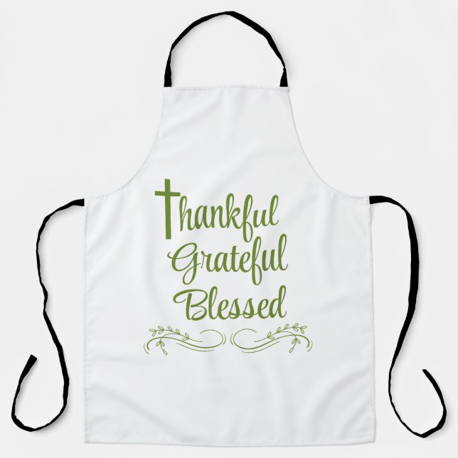 Delantal Agradecida y agradecida cita del Día de Acción de  (Anverso)