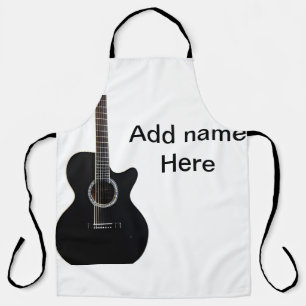 Delantal Agrega tu nombre texto guitarra acústica marrón ed