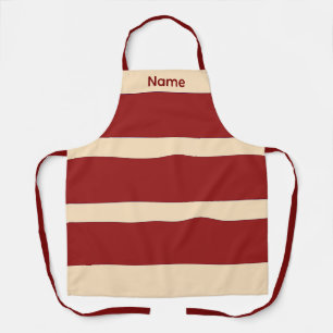 Delantal Agregar nombre Dk Red + Crema Rayas Kitchen Crafts