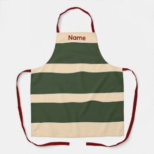 Delantal Agregar nombre Verde + Rayas de Crema Kitchen Craf
