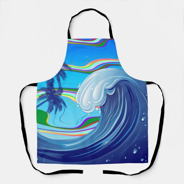Delantal Agua de la ola grande del océano marino (Anverso)