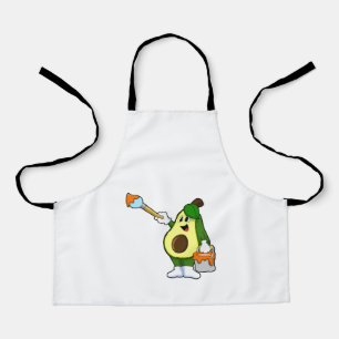 Delantal Aguacate como pintador con pincel de pintura