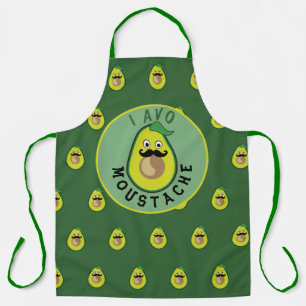 Delantal Aguacate gracioso meme texto bigote fruta verde