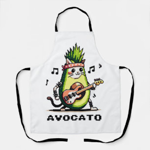 Delantal Aguacate - Gracioso Pixel Art Aguacate Gato Jugand