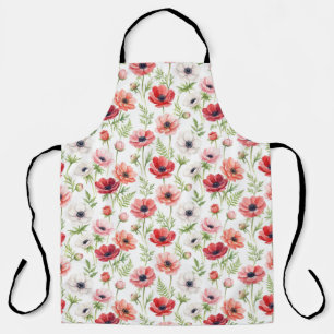 Delantal Aguamarina Floral Amapola Día de la Madre