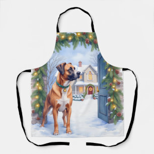 Delantal Aguarela Puerta de Granja Boerboel Navidad