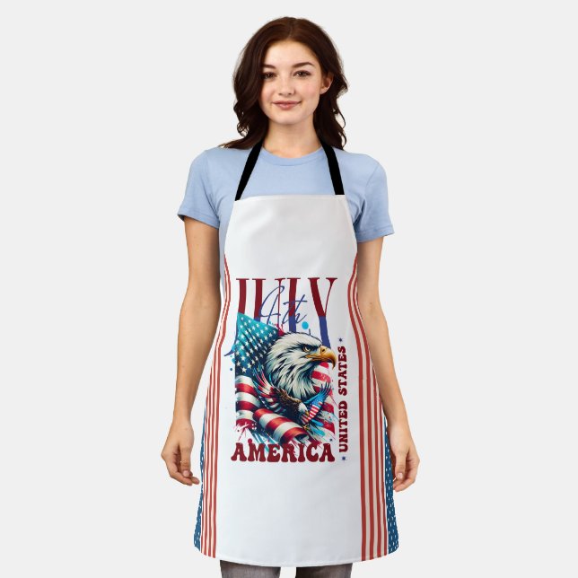 Delantal Águila Americana del 4 de Julio Sublimación-61904 (Gastado)