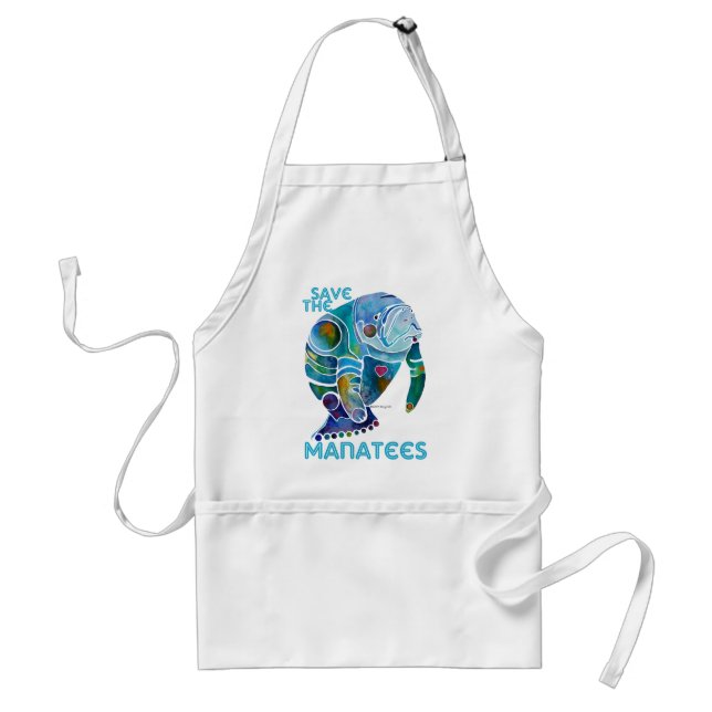 Delantal Ahorre los Manatees azules (Frente)