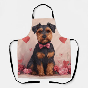 Delantal Airedale con Rosas - Día de San Valentín
