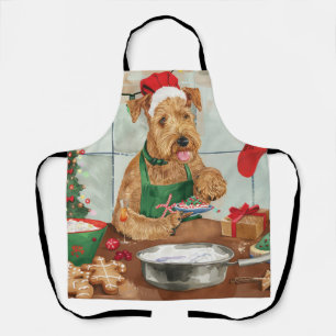 Delantal Airedale Terrier Holiday Baking: Navidades festivo
