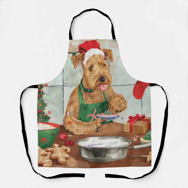 Delantal Airedale Terrier Holiday Baking: Navidades festivo (Anverso)