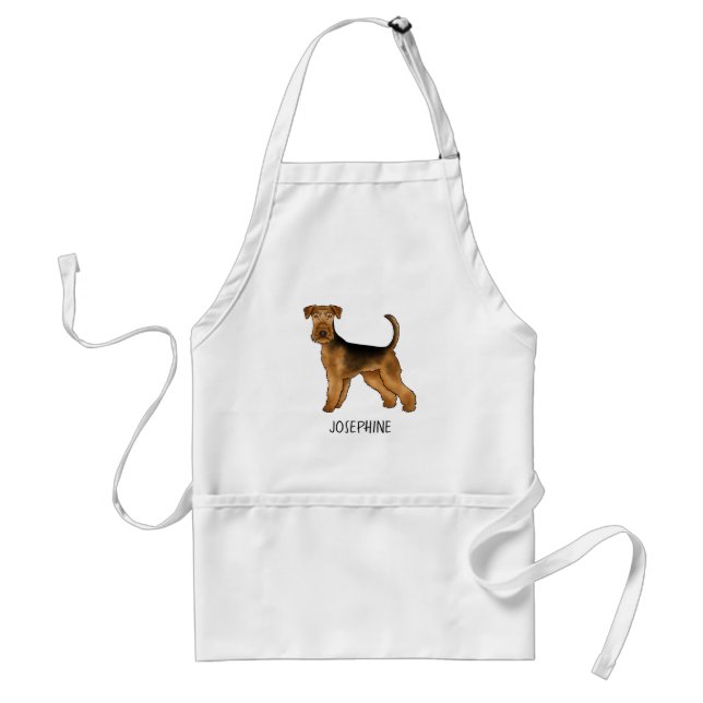 Delantal Airedale Terrier Perro De Dibujos Animados Lindo C (Frente)
