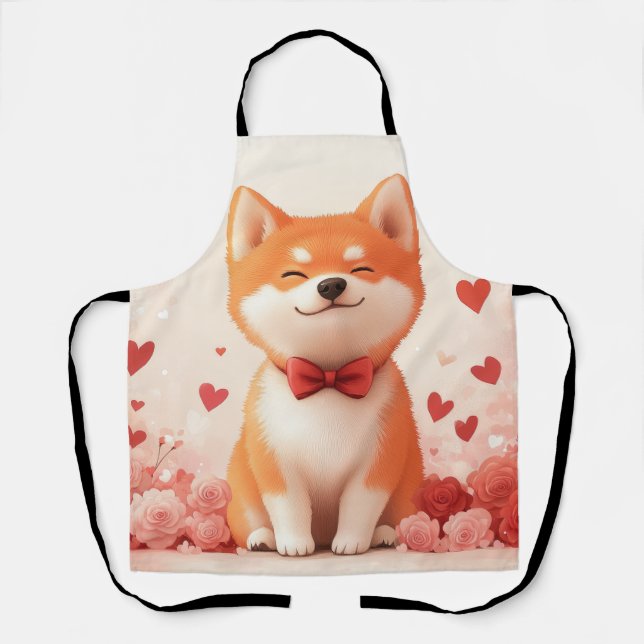 Delantal Akita con Rosas - Día de San Valentín  (Anverso)