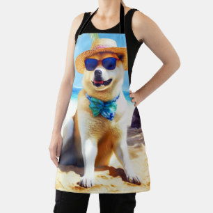 Delantal Akita en la playa, regalo de verano para amantes d