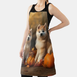Delantal Akita Puppy Calabaza deslumbrante de otoño