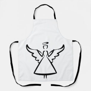 Delantal Alas de Ángel Minimalistas y Halo   Silueta Gráfic