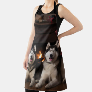 Delantal Alaskan Malamute junto a los Navidades de la chime