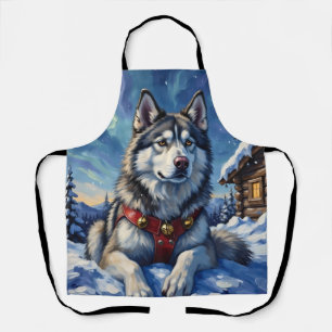 Delantal Alaskan Malamute Polo Norte Invierno Navidad