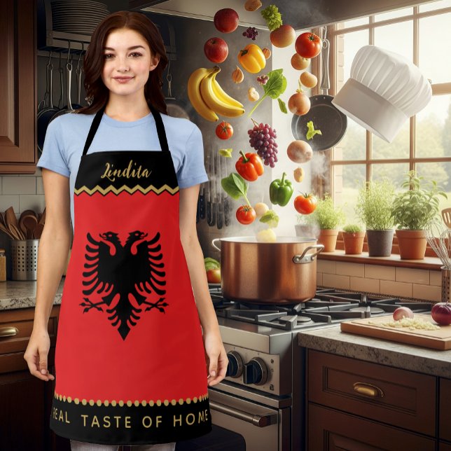 Delantal Albania Chefs Apron, Bandera Albanesa (Albania Chefs Apron / patriotic, name)