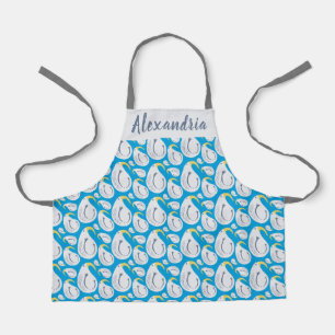 Delantal Albatros Azul, Blanco, Gris, Niños Con Nombre Amar