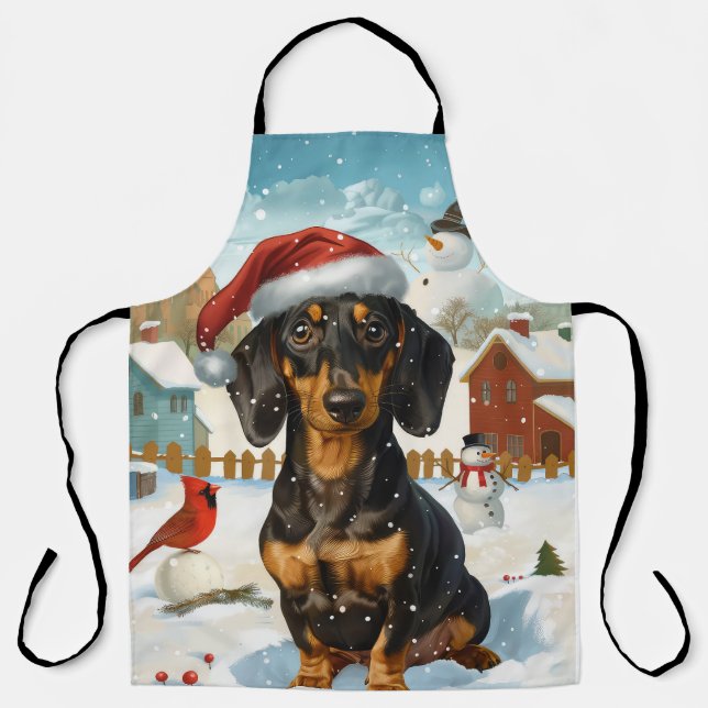Delantal Alegría de los Navidades de Invierno de Dachshund (Anverso)