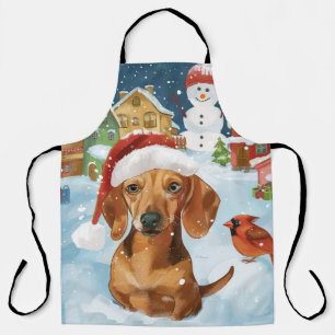 Delantal Alegría de los Navidades de Invierno de Dachshund
