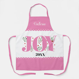 Delantal Alegría rosa con Navidades de bayas