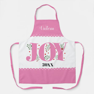 Delantal Alegría rosa con Navidades de bayas
