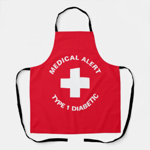 Delantal Alerta médica personalizada Rojo diabético