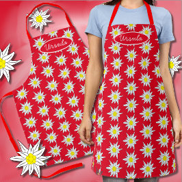 Delantal Alfine Edelweiss Impresión de flores rojo Apron