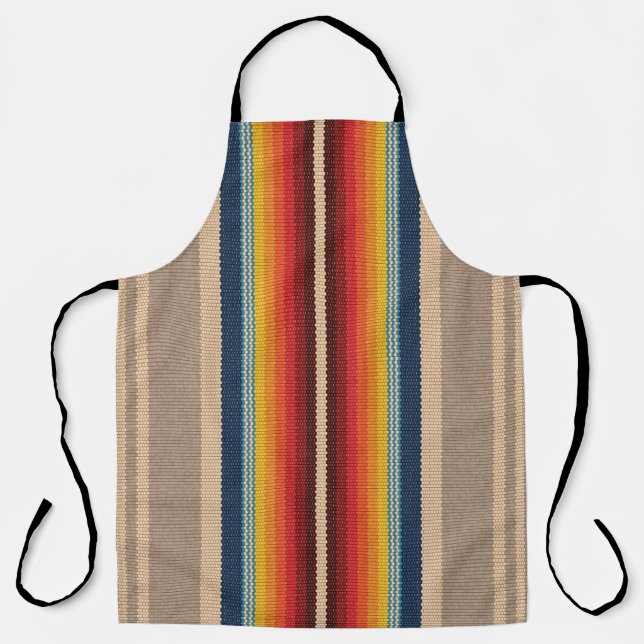 Delantal Alfombra Mexicana: Coloridas franjas sin costura. (Anverso)