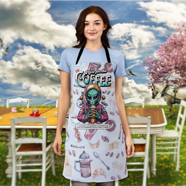Delantal Alien aquí para el café (Subido por el creador)