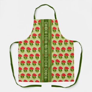 Delantal Alien lindo en Santa Hat Motif tu texto en glifos